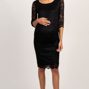 Maternity Black lace fitted dress